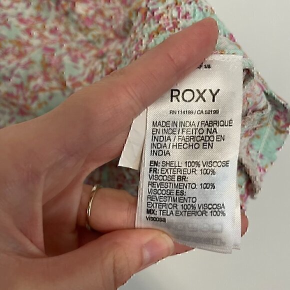 NEW NWT ROXY Sea Fog Strappy Tank Top Mint Green Multi Ditsy Floral Crop Top M - Picture 9 of 12